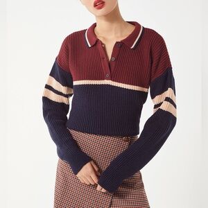 UO Knit Polo Colorblock Sweater